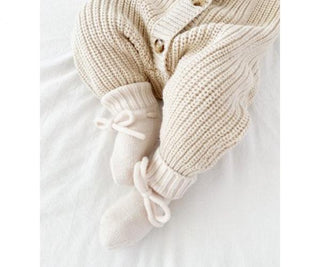 Petit Noé  Merino wol booties off white