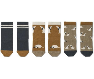 Liewood Silas socks 3-pack - dog oat mix