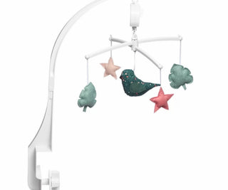 Pouce et Lina  Mobile folk green and pink bird mobile muziek la vie en rose