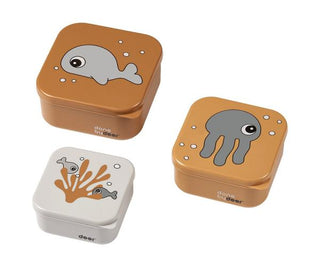 Done by deer Snack box set 3 pcs Sea friends Mustard/Grey