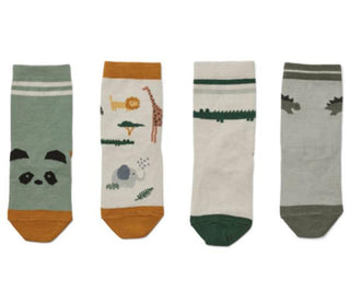 Liewood Silas cotton socks - 4 pack - Safari sandy mix