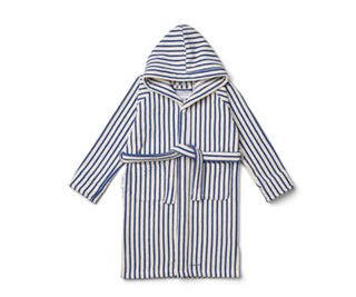 Liewood Leo Bathrobe Y/D stripe - Surf blue Creme de la creme