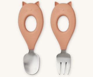 Liewood Stanley baby cutlery set - 1352 Cat Tuscany rose