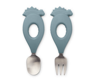 Liewood Stanley baby cutlery set - 7130 Dino Whale blue