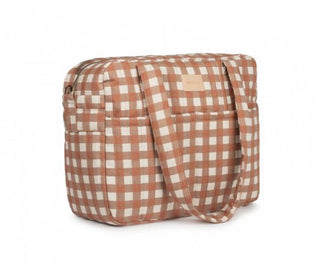 Nobodinoz Hyde Park waterproof stroller bag • Terracotta Checks