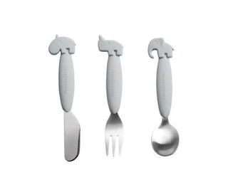 Done by Deer Easy-grip cutlery set Deer friends - Grey